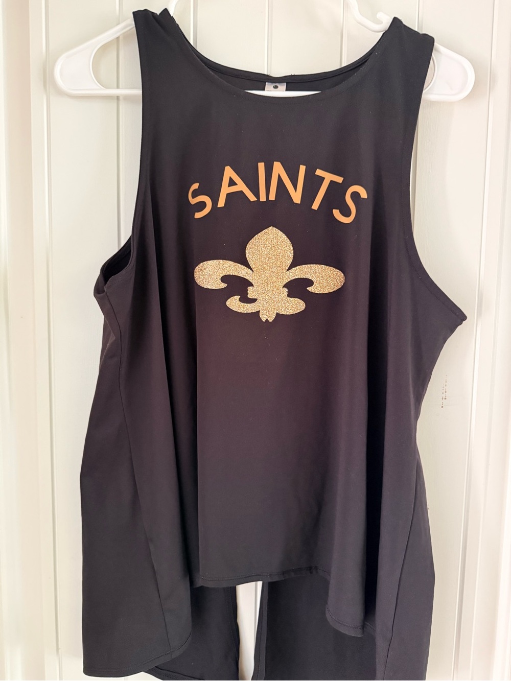 Women Saints Black and Gold Fleur-de-Lis printed Tank Top Sz L